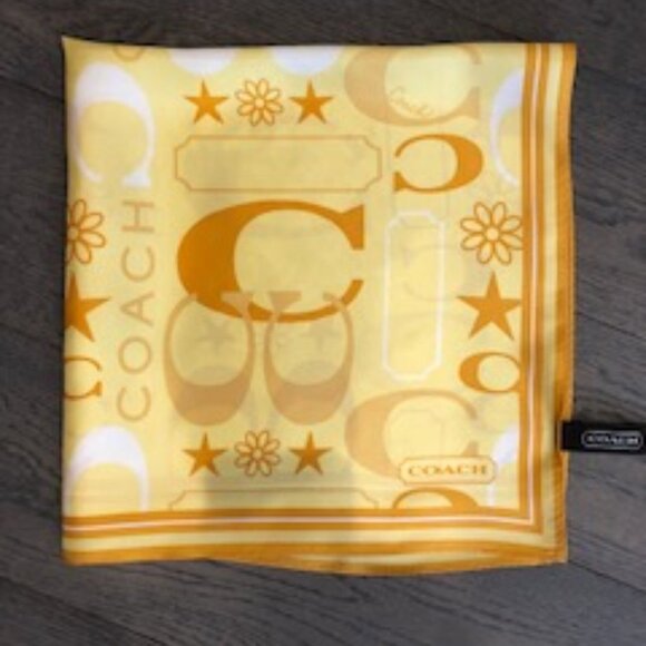 Coach 100% Silk Scarf Yellow + Orange Size OS - Picture 2 of 3
